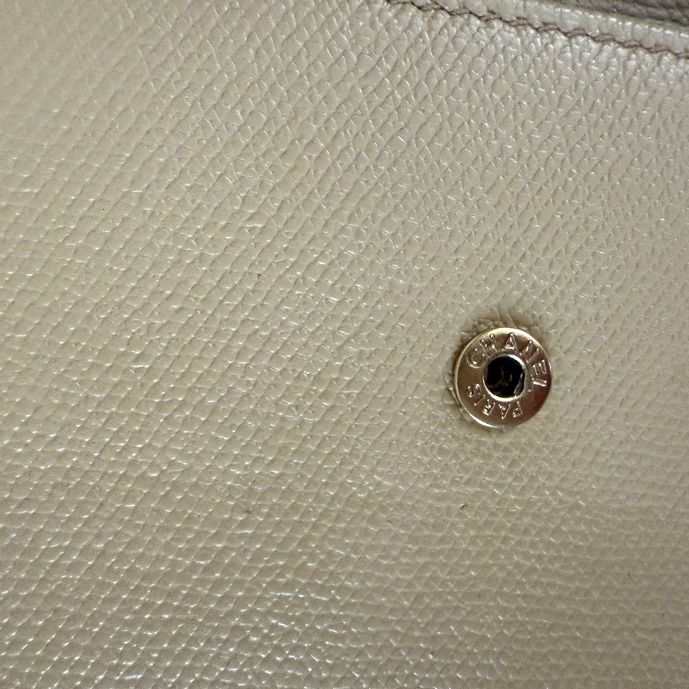 CHANEL Long Wallet Double Sided Snap Button Beige Leather Authentic - Picture 7 of 16